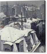 Rooftops In The Snow Snow Effect Canvas Print