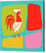 Rooster And Color Blocks Canvas Print