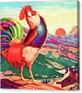 Rooster And Landscape Canvas Print