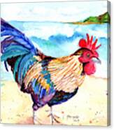 Rooster At The Beach Canvas Print