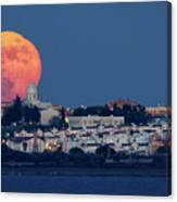 Royal Institute And Observatory Of The Spanish Navy Full Moon Rising Canvas Print