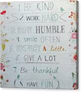 10 Rules For A Better Life Canvas Print