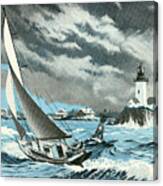 Sailboat At Sea In A Storm Canvas Print