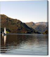 Sailboat On Ullswater In The Lake Canvas Print