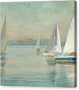 Sailboats At Sunrise Crop Canvas Print
