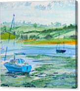 Sailing On The River Exe At Topsham Watercolour Painting En Plein Air Canvas Print