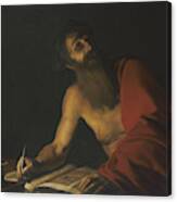 Saint Jerome Reading By Candlelight Canvas Print