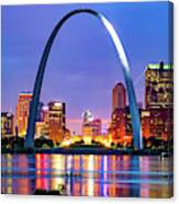 Saint Louis Skyline And Arch Over The Mississippi River Canvas Print