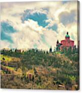 San Luca Basilica In Bologna  Hills With The Long Porch Archway - Italy Canvas Print