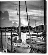 San Sebastian River Monochrome Sailboat Sunset Canvas Print