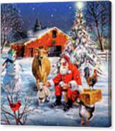 Santa At The Farm Canvas Print