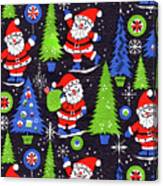 Santa Claus And Christmas Tree Pattern Canvas Print