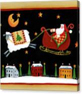 Santa Flying White Sheep Canvas Print