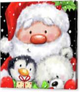 Santa, Penguin And Polar Bear Canvas Print