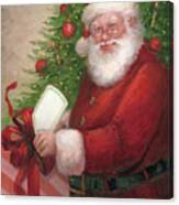 Santa With A Gift Canvas Print