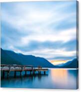 Scenic View Of  Dock In  Lake Crescent Canvas Print