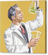 Scientist Looking At A Chemical In A Flask Canvas Print