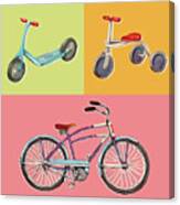 Scooter Tricycle And Bicycle Canvas Print