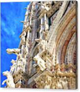 Sculptures At The Duomo Di Siena Facade Canvas Print