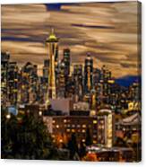 Seattle Fall Night, A Time Blend Canvas Print