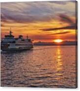 Seattle Ferry At Sunset Canvas Print
