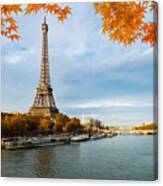 Seine In Paris With Eiffel Tower Canvas Print