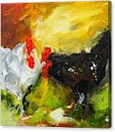 Semi Abstract Painting Of Two Hens Canvas Print