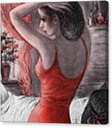 Sexy Woman In A Red Dress Canvas Print