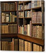 Shelves Of Old Books In Library Canvas Print