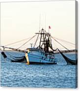 Shrimp Fishing Boat With Nets Out Canvas Print