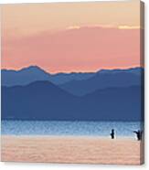 Silhouette Of Fisherman Canvas Print