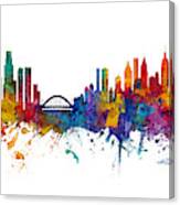 Singapore And New York Skylines Mashup Canvas Print