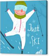 Skier Funny Free Rider Jump Fun Poster Canvas Print