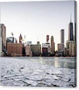 Skyline And Cracks In The Water Canvas Print