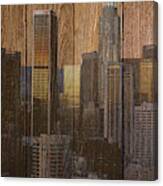 Skyline Of Los Angeles, Usa On Wood Canvas Print