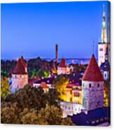 Skyline Of Tallinn, Estonia At Sunset Canvas Print