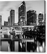 Skyline View Of Tampa Florida In Black And White Canvas Print