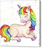 Sleeping Baby Rainbow Unicorn Canvas Print