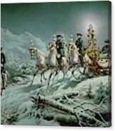 Sleighride By Night Of King Ludwig Ii In The Ammer-mountains, Around 1880. Canvas Print
