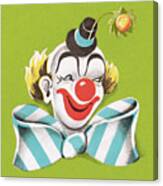 Smiling Clown Wearing Big Bow Canvas Print