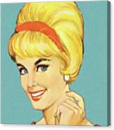 Smiling Woman With Bouffant Hairstyle Canvas Print