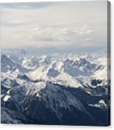 Snow Covered Alps Mountains Aerial View Canvas Print