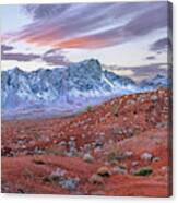Snow-covered Muddy Mountains, Valley Of Fire State Park, Nevada Canvas Print