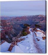 Snow Covered Popular Trail To The Heart Of Grand Canyon Canvas Print