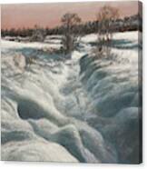 Snow Covered Stream Canvas Print