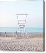 Snow Fence And Lifeguard Station On Canvas Print