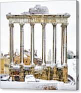 Snow Over Roman Forum And Palatine Hill Canvas Print