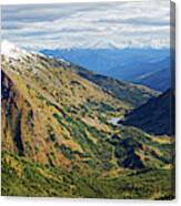 Snowcapped Mountains Panorama Mountain Range Trees Forest Valley Tall Rolling Hills Snow Steep Wide Canvas Print