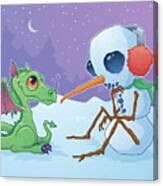 Snowman And Dragon Canvas Print
