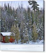 Snowy Cabin In The Woods Canvas Print